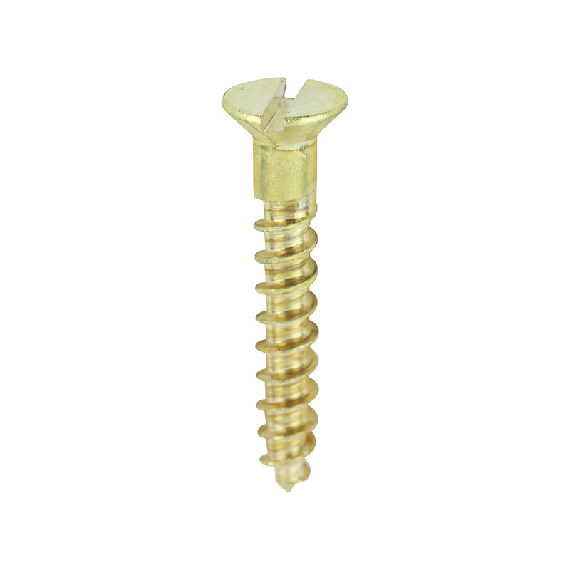 Solid Brass Timber Screws Slot 3.0 x 20mm (4 x 3/4") - Countersunk