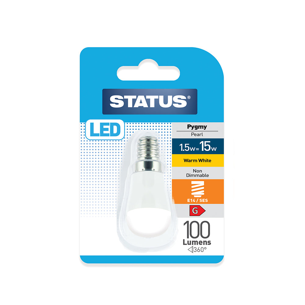 Status LED Pygmy / Fridge Bulb Pearl 1.5w=15w Warm White Non Dimmable E14/SES