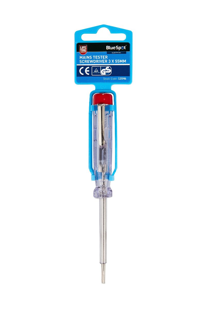 Bluespot Mains Tester Screwdriver 55mm x 3mm (13546)