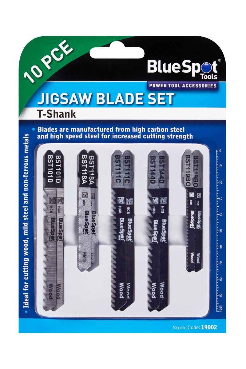 BlueSpot Wood & Metal Cutting Jigsaw Blades Pack of 10 (19002)