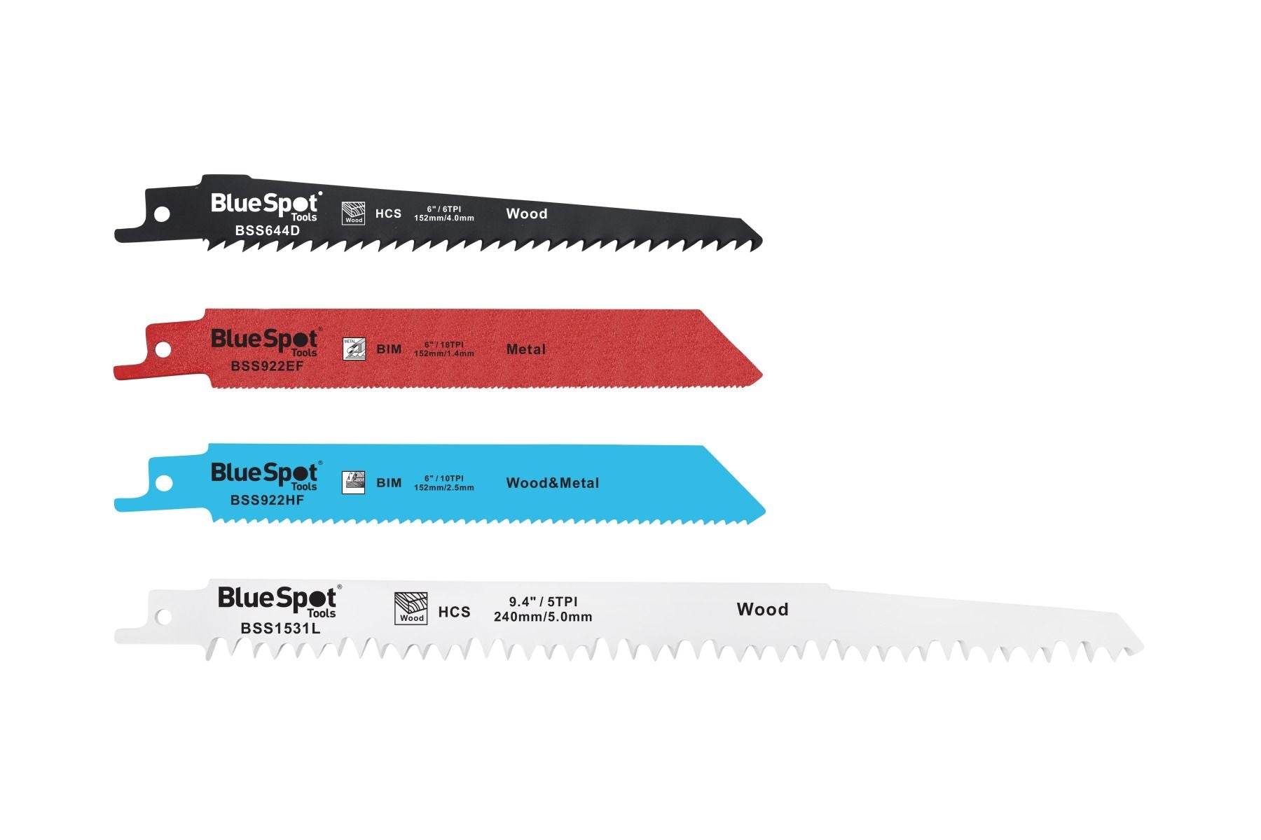 BlueSpot 8 PCE 150mm - 240mm Reciprocating Saw Blades (19045)