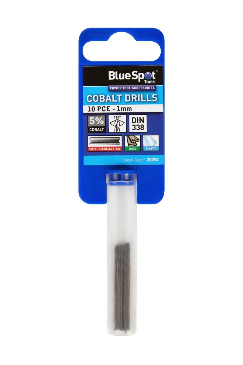 Bluespot 10 PCE Cobalt Drills 1mm (20252)