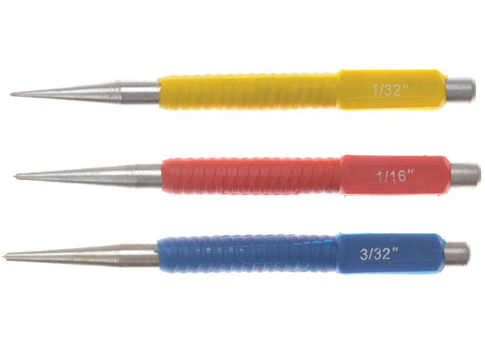 Nail Centre Punch Set - 3 piece - 1/32", 1/16" & 3/32" (22441)