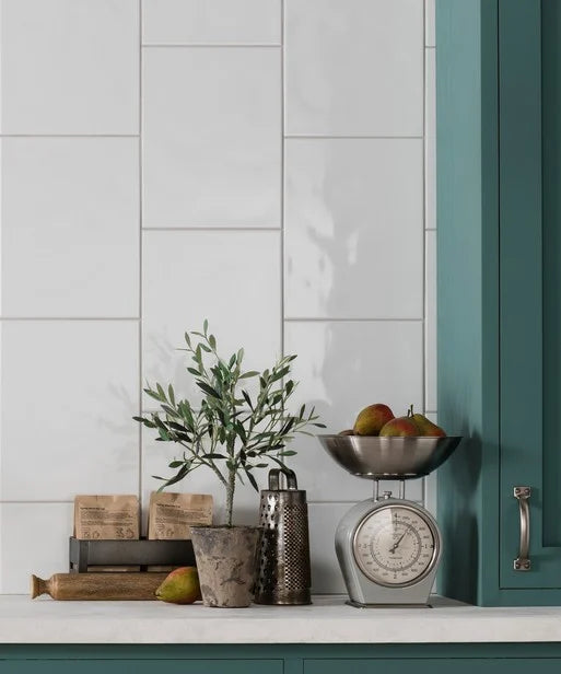 White Gloss Ceramic 'Bumpy' Wall Tiles 250 x 330mm