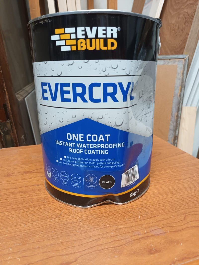 Everbuild EVERCRYL® One Coat Black 5kg (Dented can)