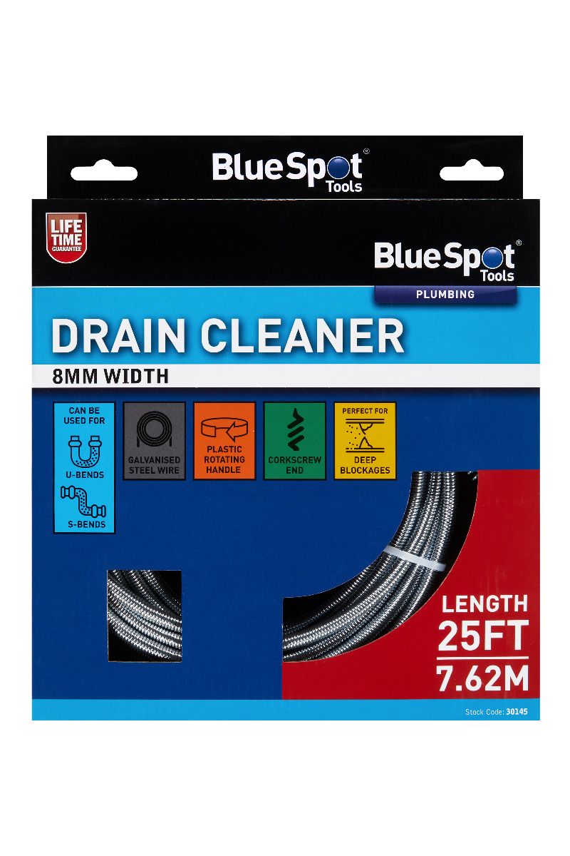 Bluespot Flexible Drain Cleaner 8mm x 25ft (7.62m) (30145)