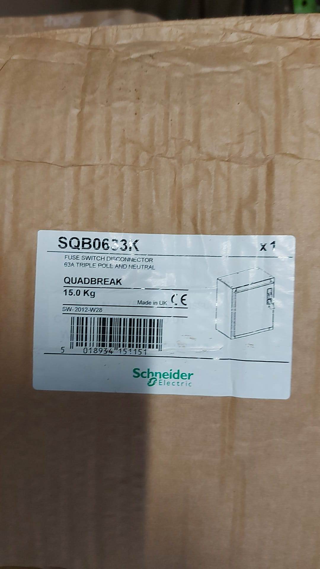 Schneider Square D 63A TP+N Metal Fused Switch