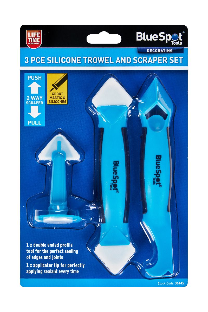 Bluespot Silicone Trowel and Scraper Set 3 Piece (36145)