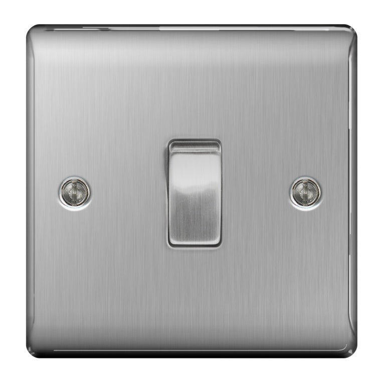 BG Brushed Steel 2 Way 1 Gang Switch