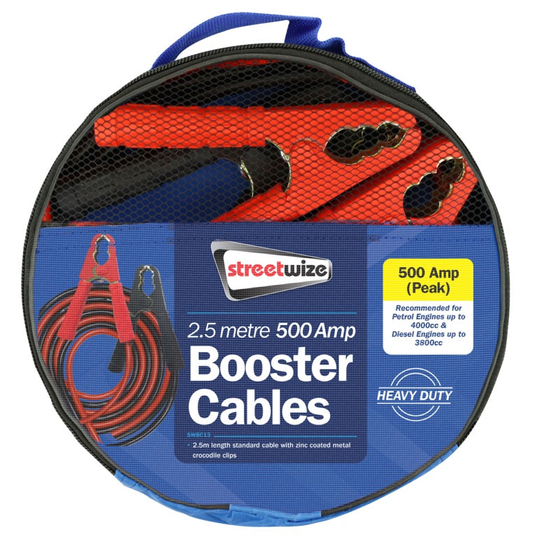 Streetwize 2.5m 500 Amp Booster Cables