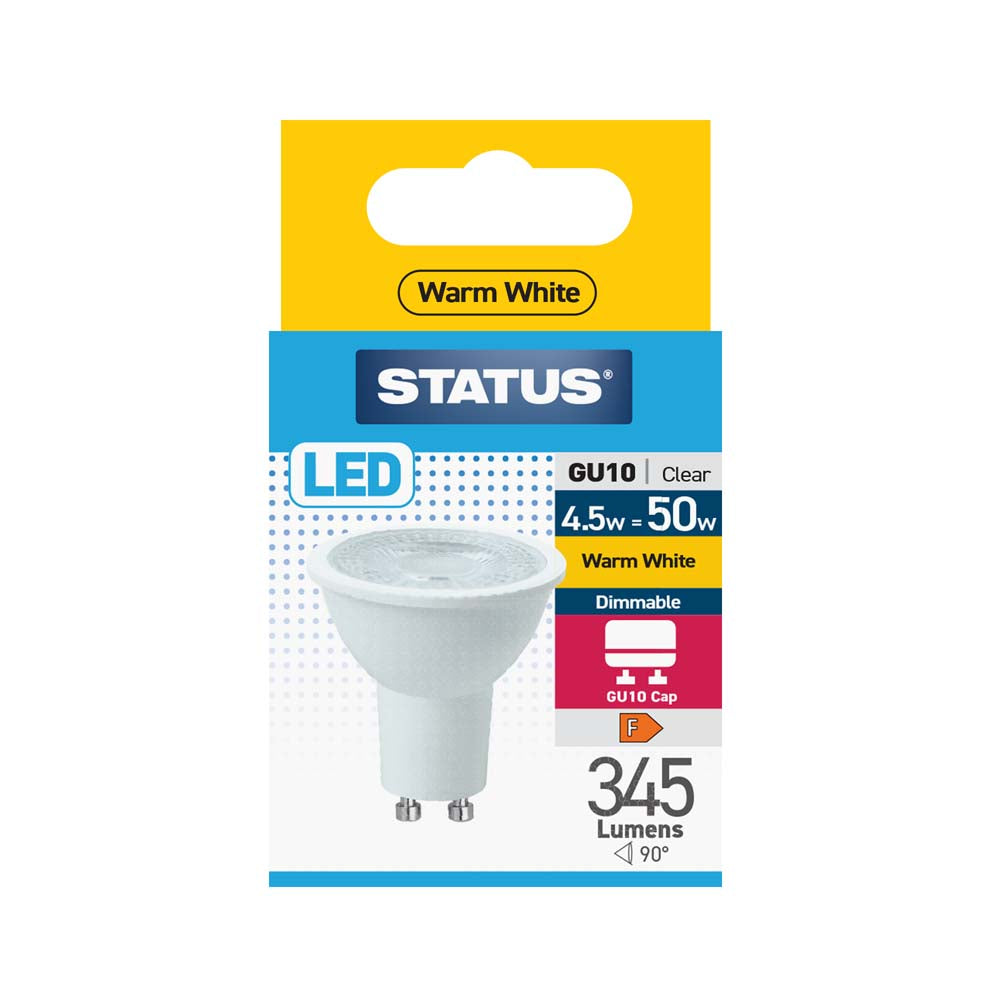 Status LED Pearl Light Bulb - GU10 Cap - 4.5w = 50w - Warm White (4.5SLDGU10WC1B10)