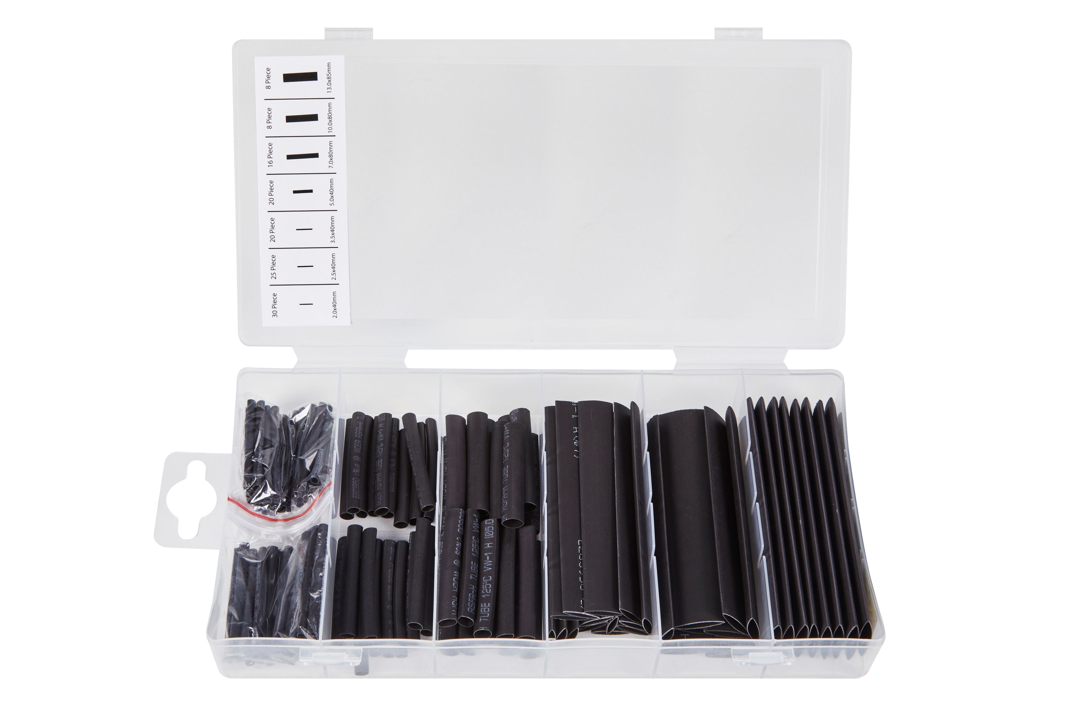 Bluespot 127 PCE Assorted Black Heat Shrink Tubing Set (40508)