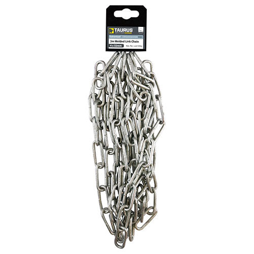 Welded Link Chain Hot Dipped Galvanised 4 x 32 x 8mm - 3m (432HDGC)