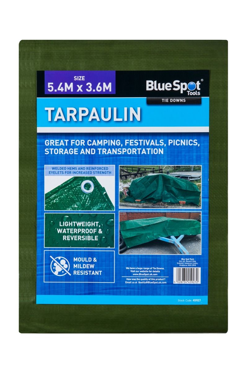 Bluespot Green Tarpaulin 5.4m x 3.6m (17 1/2ft x 12ft) (45927)