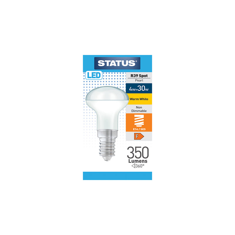 Status LED R39 Spot Pearl Lightbulb SES E14 Small Screw Cap - 4w (30W) Warm White Non Dimmable