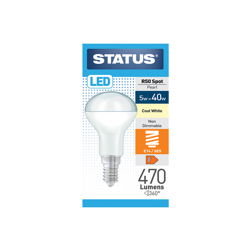 Status R50 Spot Pearl LED - 6w=40w - Small Screw Cap SES/E14 - Cool White