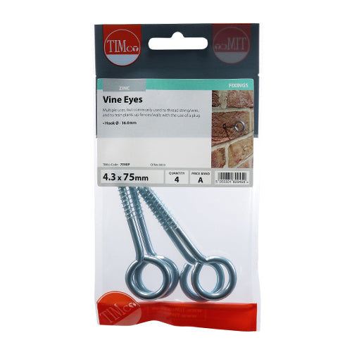 Timco Vine Eyes - 75mm (3in) Pack of 4 (75VEP)