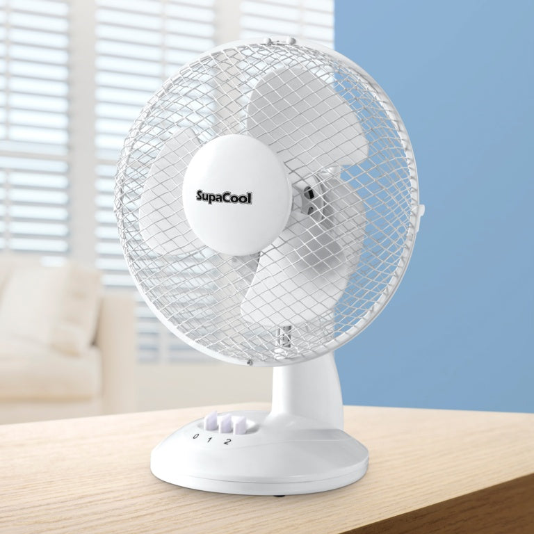 SupaCool White Oscillating Desk fan 9in