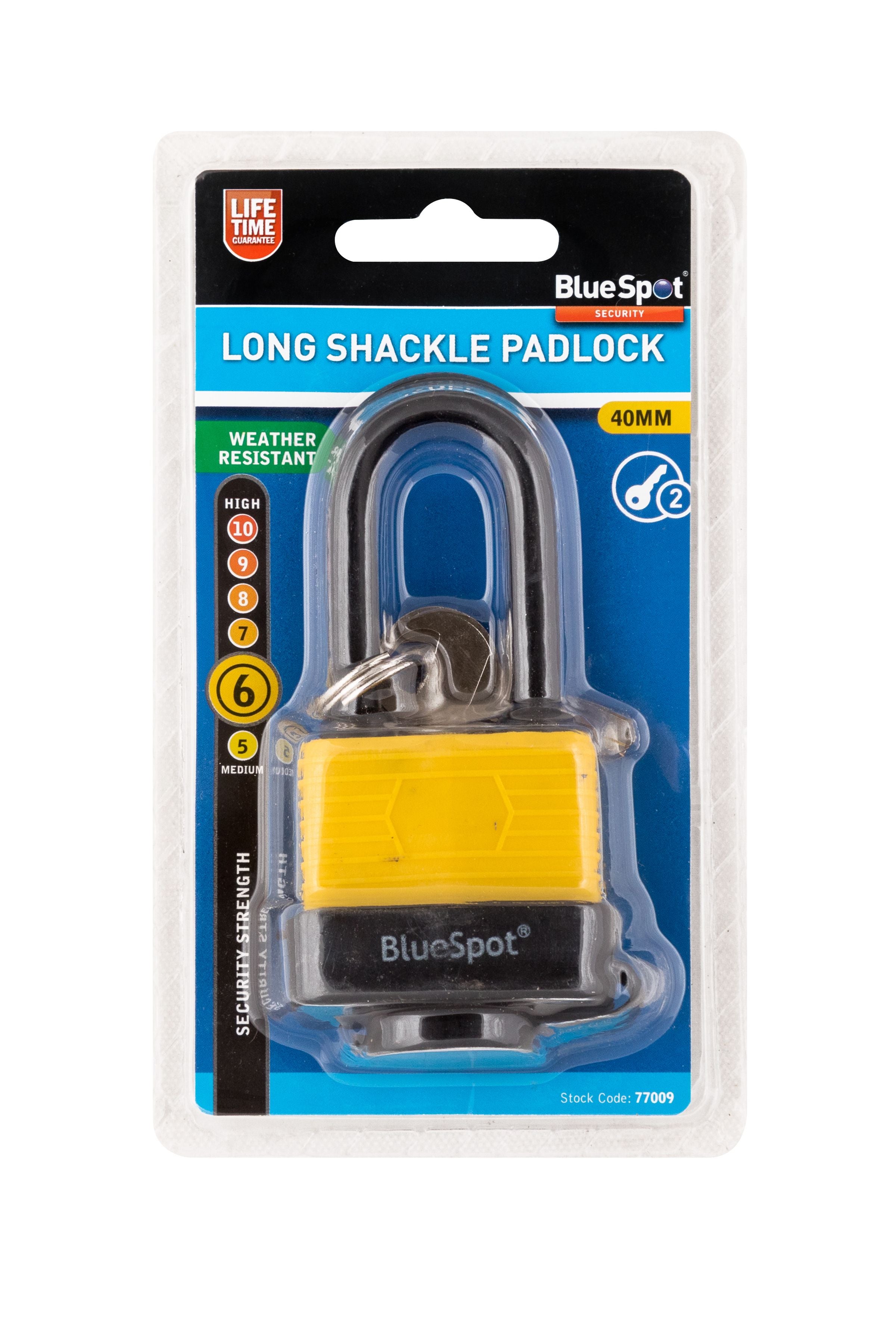 BlueSpot 40mm Long Shackle Weather Resistant Padlock (77009)