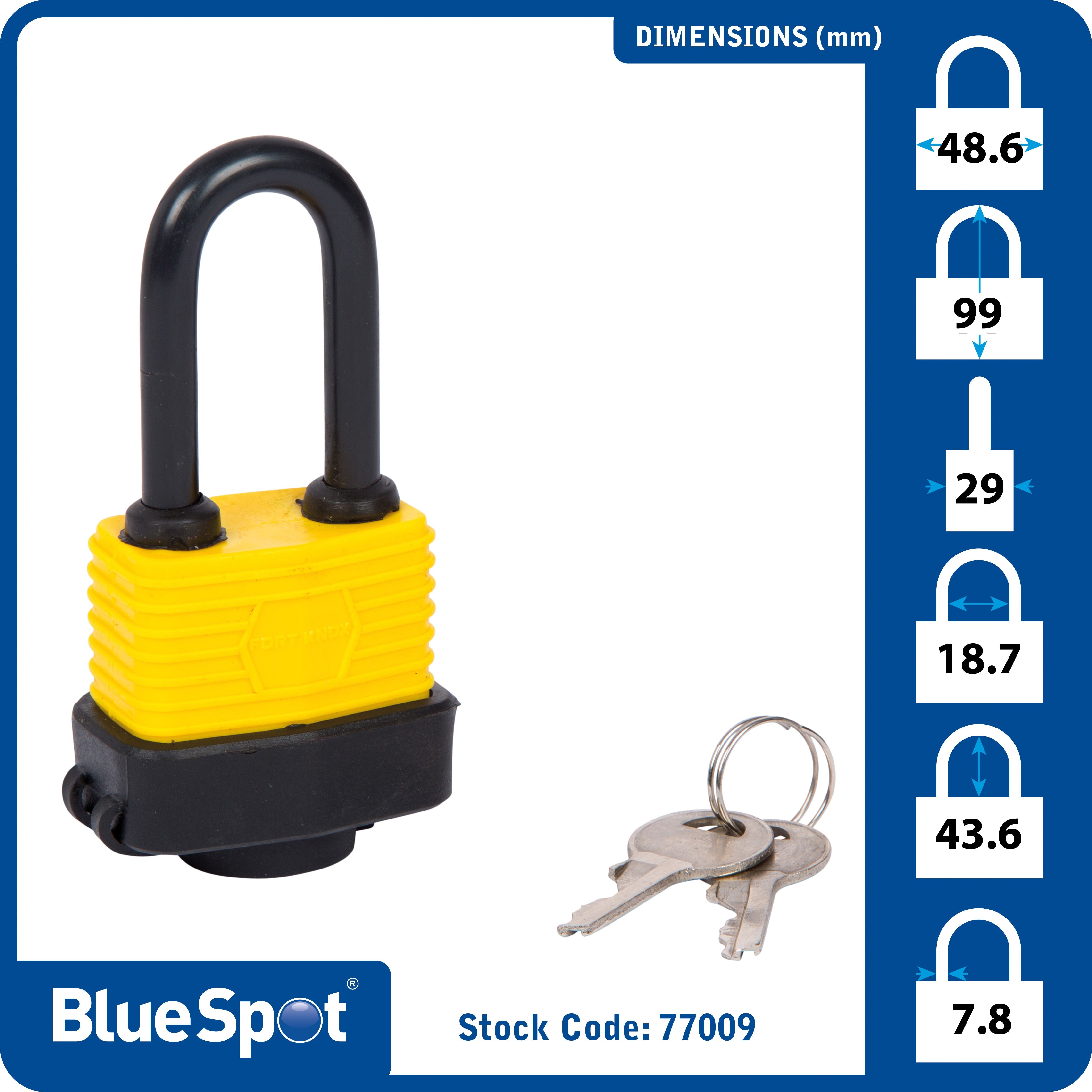 BlueSpot 40mm Long Shackle Weather Resistant Padlock (77009)