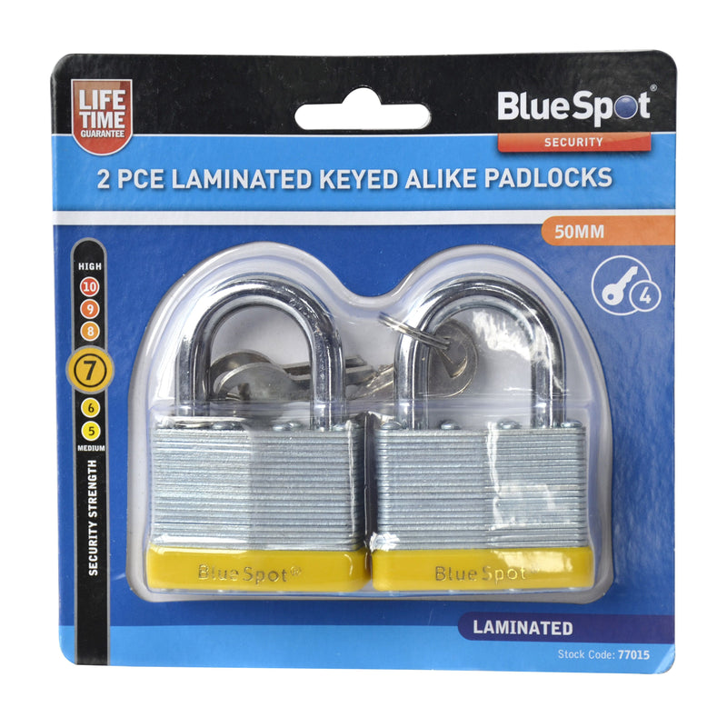 BlueSpot 2 PCE 50mm Laminated Padlocks (77015)