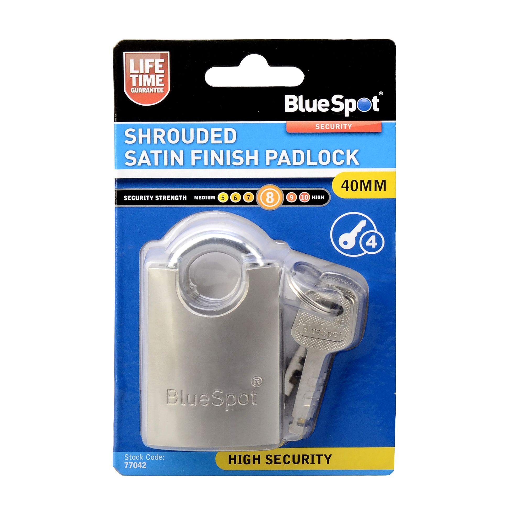 BlueSpot 40mm Shrouded Satin Finish Padlock (77042)