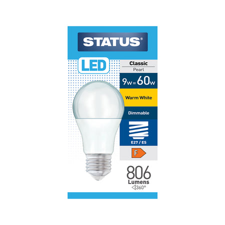 Status LED Dimmable Classic GLS Bulb - 8.5w = 60w - Screw Cap - E27/ES - Warm White