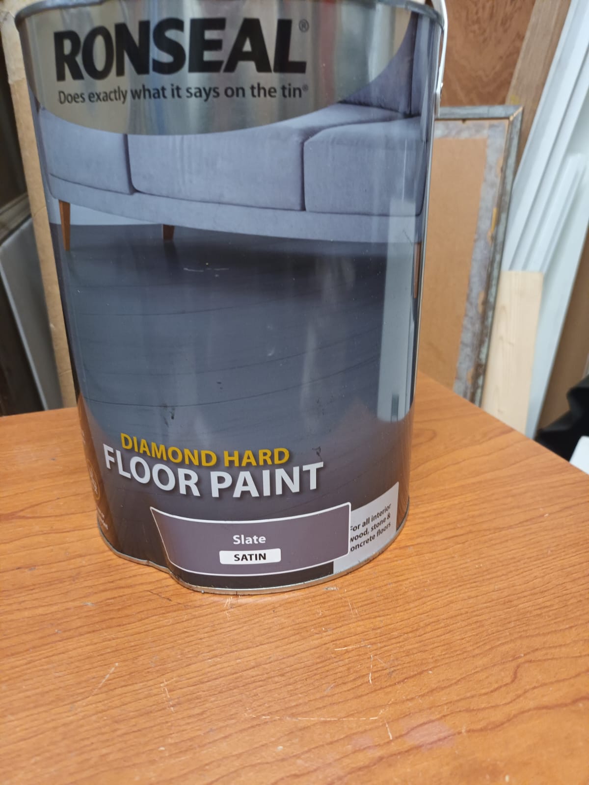 Ronseal Diamond Hard Floor Paint Satin - Slate 5 litre (Dented Can)