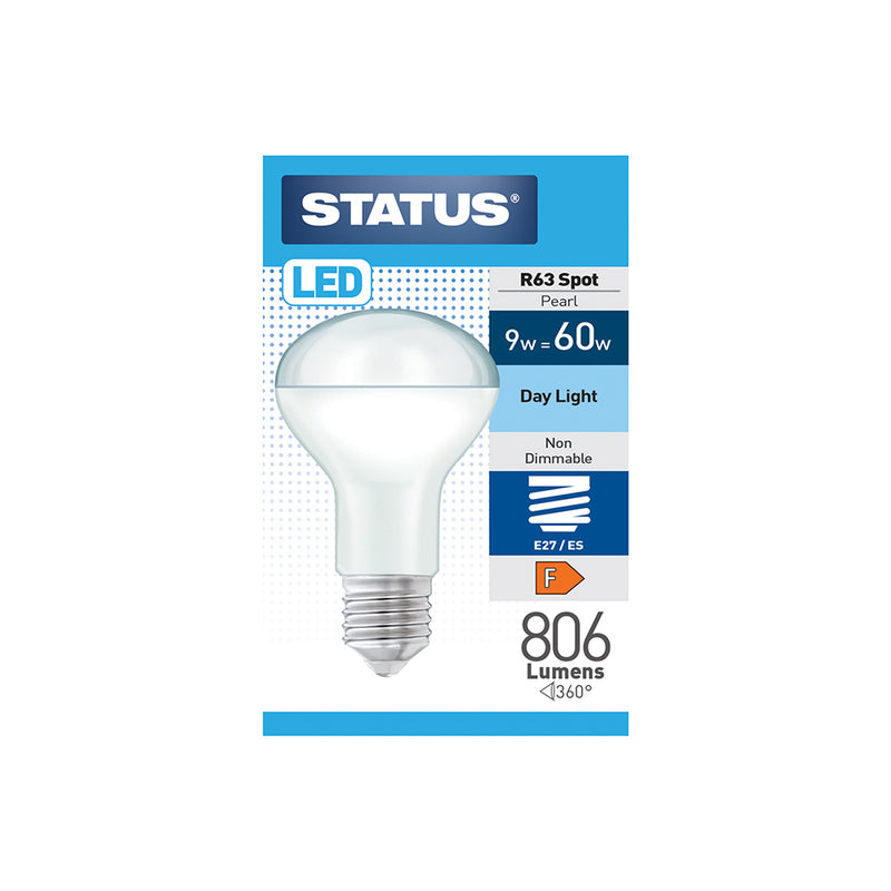 Status R63 Spot Pearl LED - 9w=60w - Large Screw Cap ES/E27 - Day Light (9SLR63DE27P1B10)