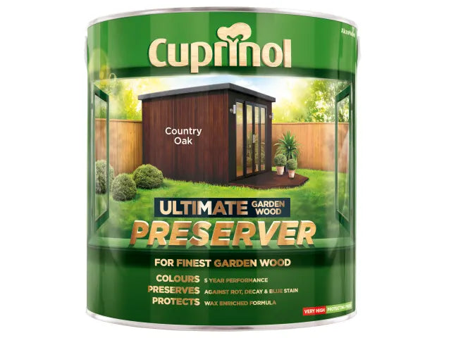 Cuprinol Ultimate Garden Wood Preserver Country Oak 4 litre (Dented tin)