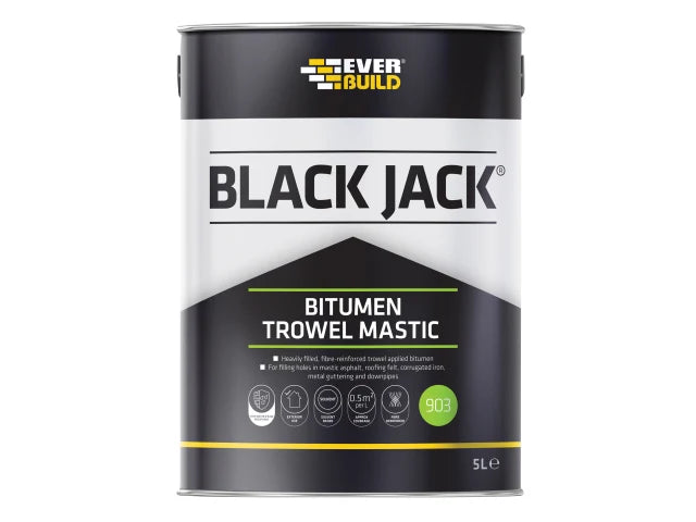 Everbuild 903 Black Jack Bitumen Trowel Mastic - 5 Litre (Dented tin)