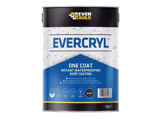 Everbuild EVERCRYL® One Coat Black 5kg (Dented can)