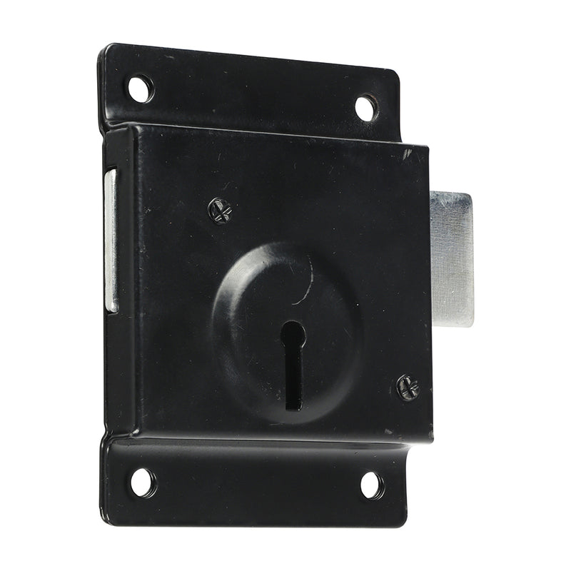 Shed Lock With Single Key / Press Lock - Black 75mm (3in)