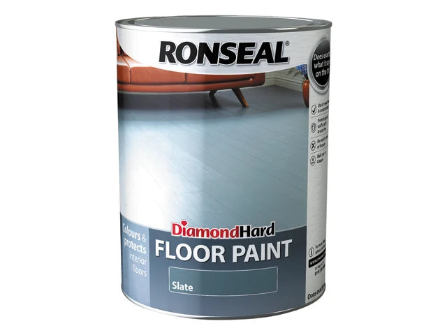 Ronseal Diamond Hard Floor Paint Satin - Slate 5 litre (Dented Can)