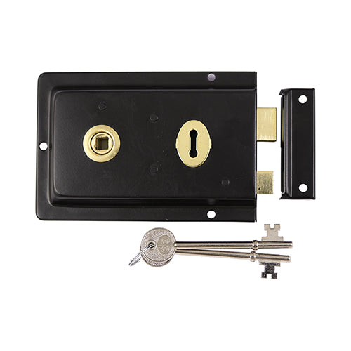 Rim Sash Lock Fluted - Black 156 x 106mm (RSLFB)