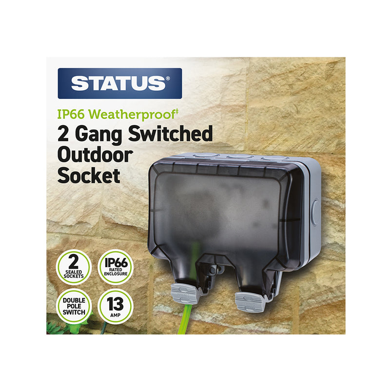 2 gang Switched Outdoor Socket