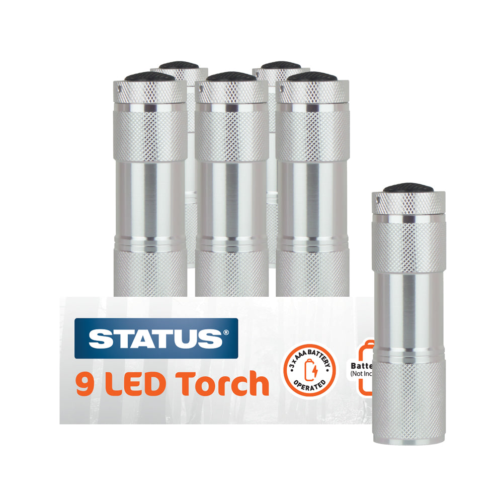 Status LED Silver Aluminium Mini Torch (S3XAAA9LEDSTX12)