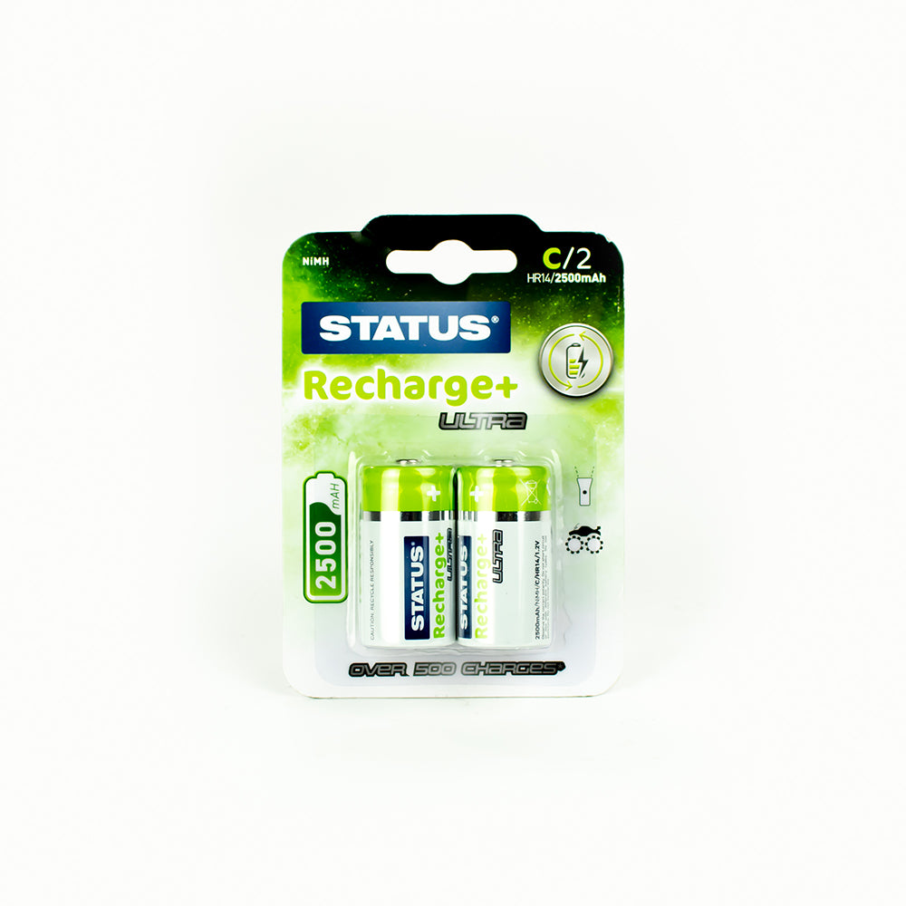 Status C Rechargeable Batteries 2500 mAH - 2 Pack (SRNIMHC25002PK)