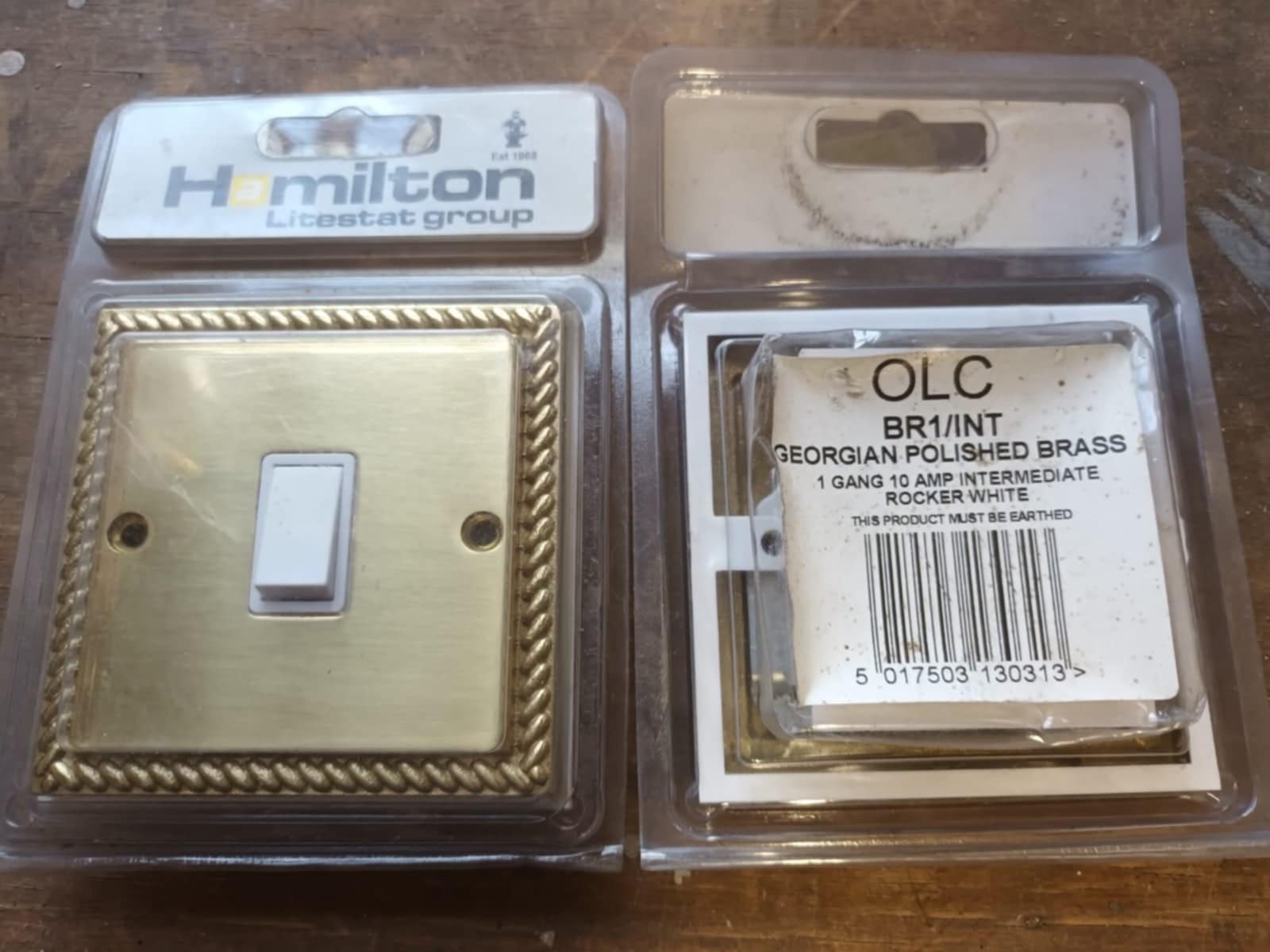 Georgian Polished Brass Light Switch 1 Gang 10amp