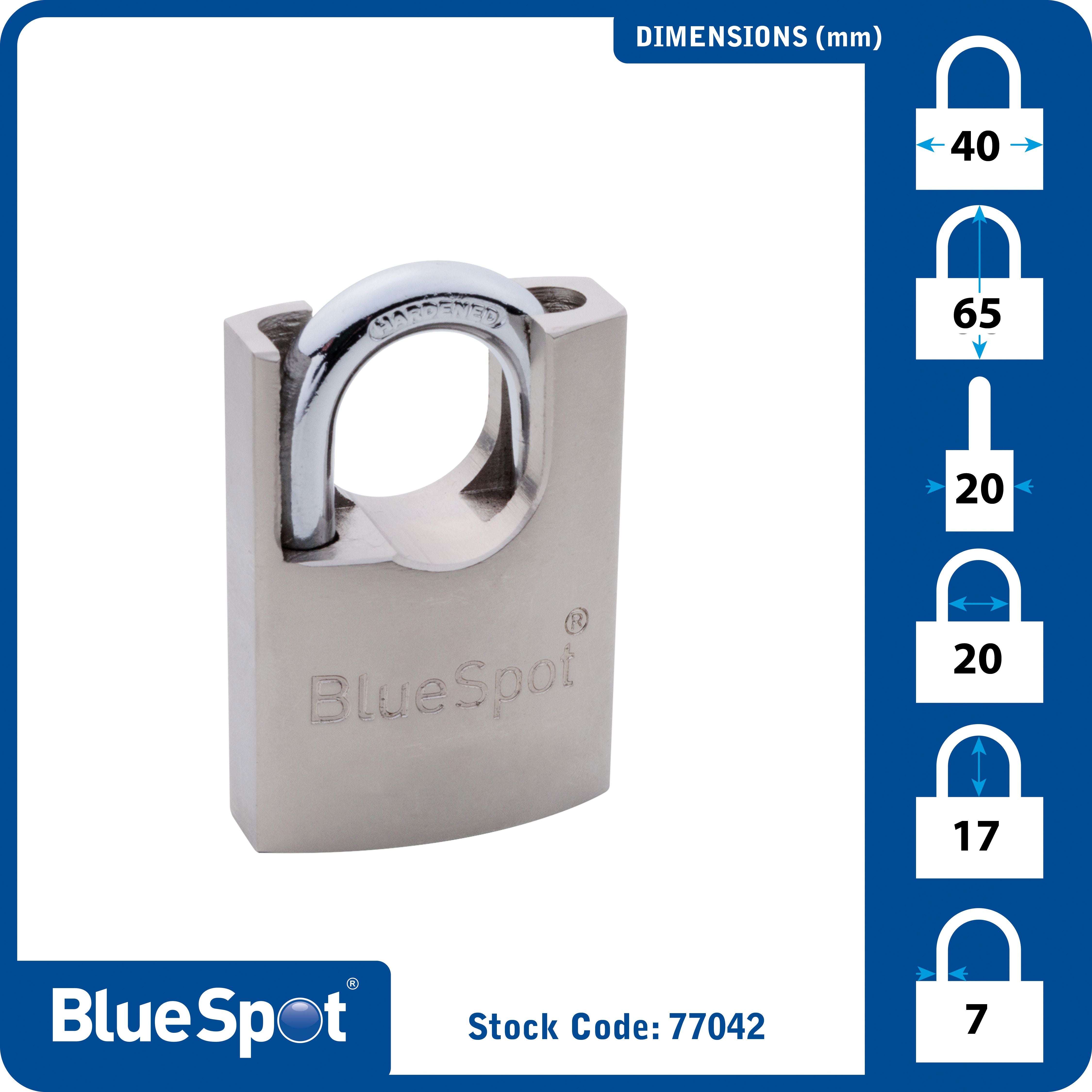 BlueSpot 40mm Shrouded Satin Finish Padlock (77042)