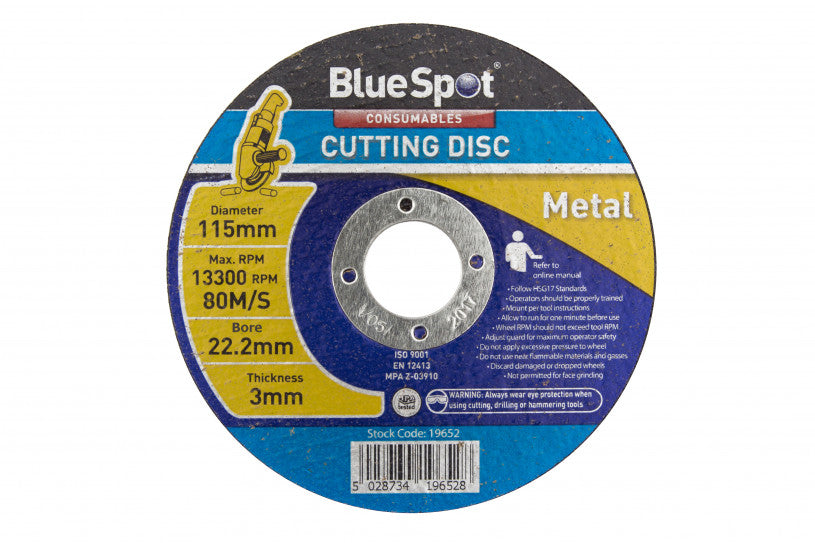 BlueSpot 115mm (4.5") Metal Cutting Single Disc - 3mm (19652)