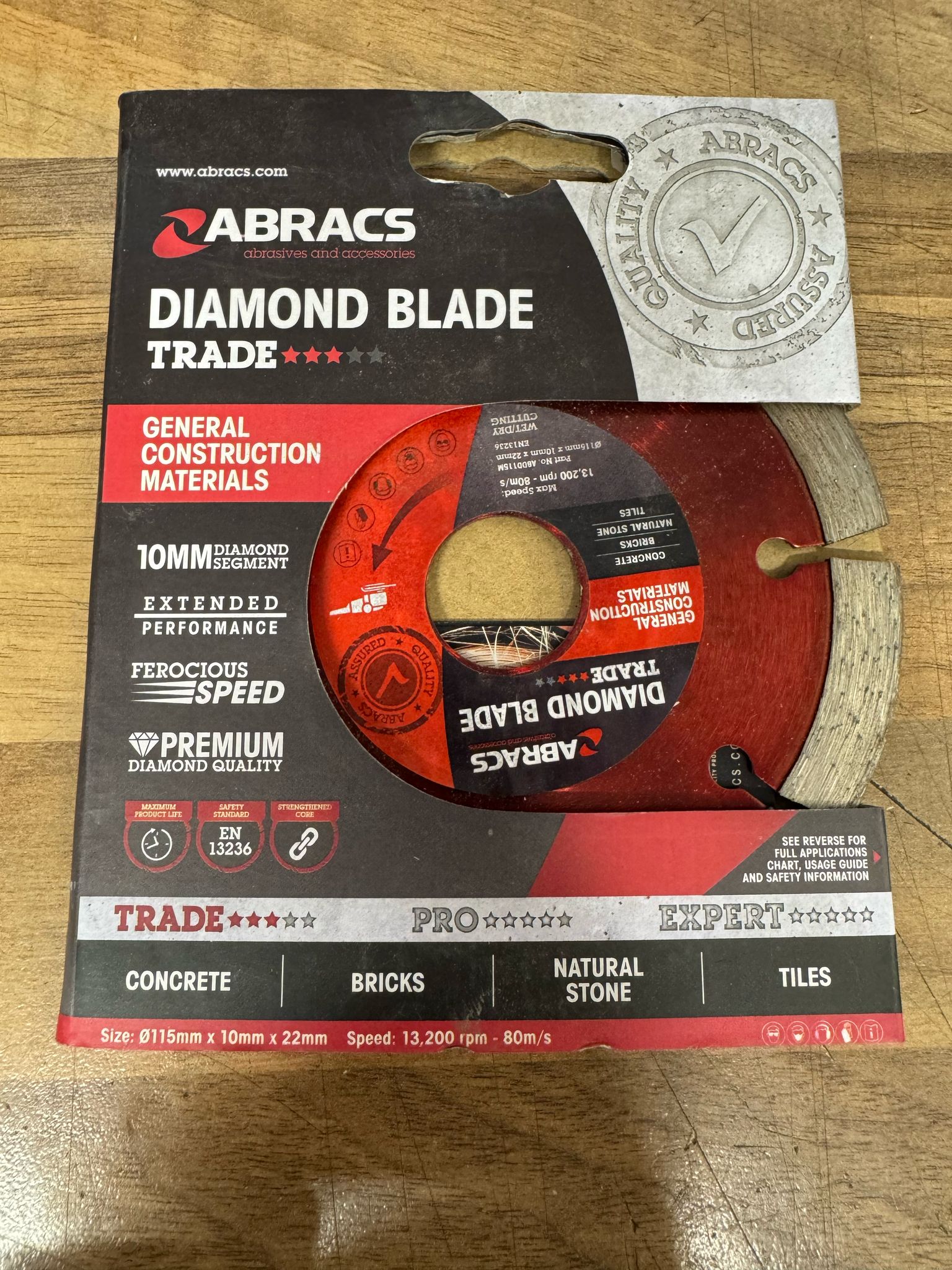 ABRACS Angle Grinder Diamond Disc General Purpose 115mm x 10mm x 22mm (ABDD115M)