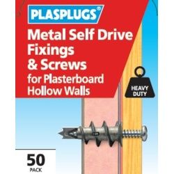 Plasplugs Metal Self Drive Fixings & Screws 50 pack