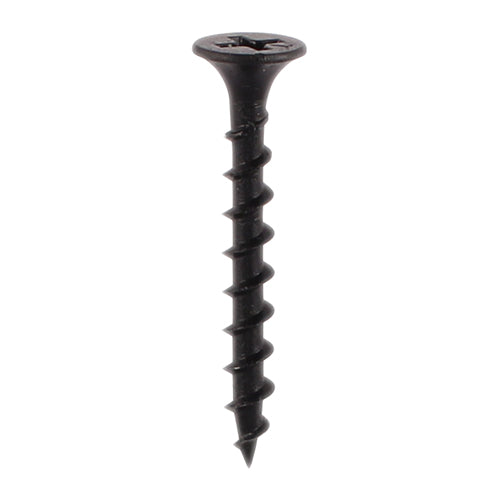 Drywall Timber Stud Plasterboard Screws 3.5 x 25mm (6 x 1") - PH - Bugle - Coarse Thread - Black - Box of 200