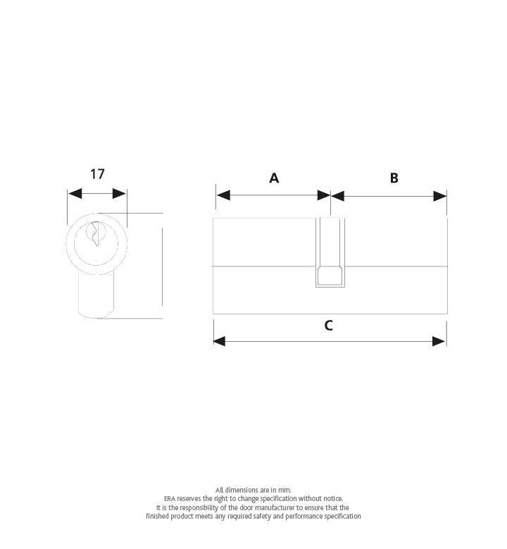 Union J2X6 PL Door Cylinder 32.5/32.5 Brass