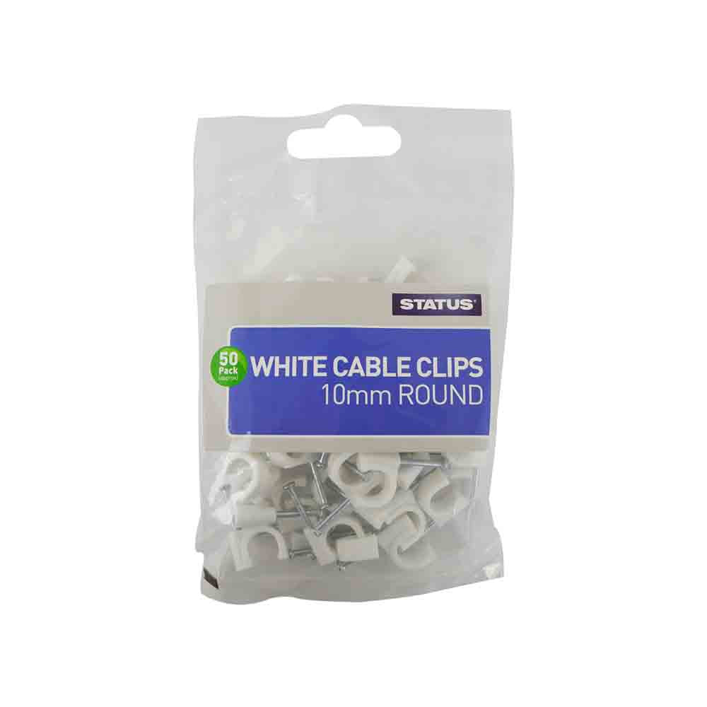 Round White Cable Clips 10mm - 50 pack (S10.0MMRCC50X12)