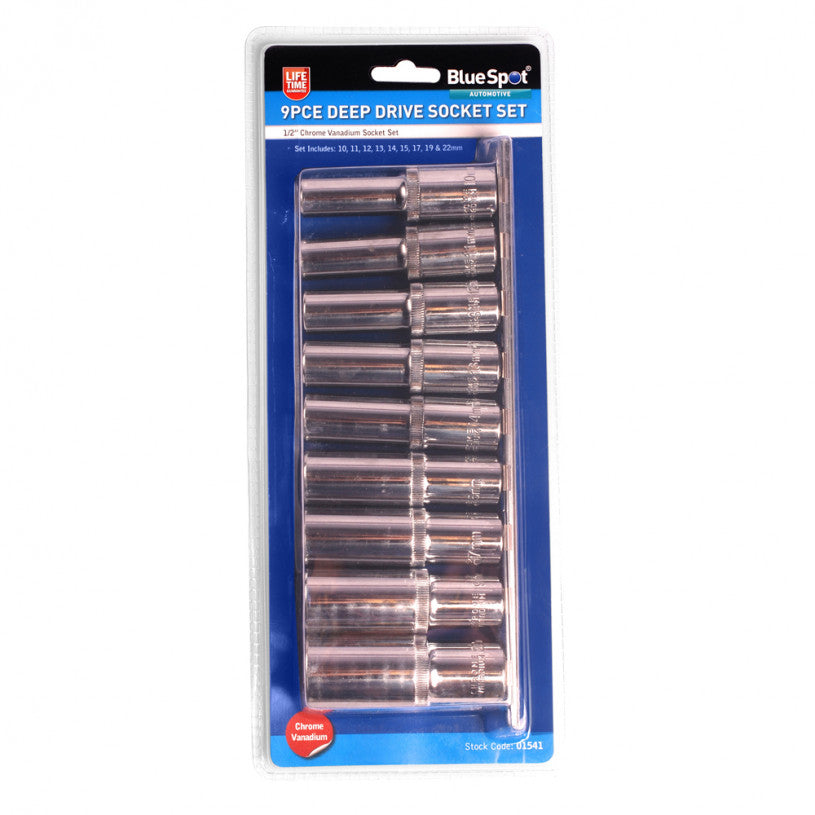 Deep Socket Set 1/2" - 9 piece (10 mm - 22 mm)