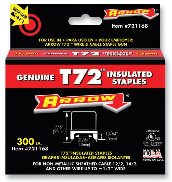 Arrow T72 Insulated Staples - 5mm x 12mm 300 (Tatty packaging)