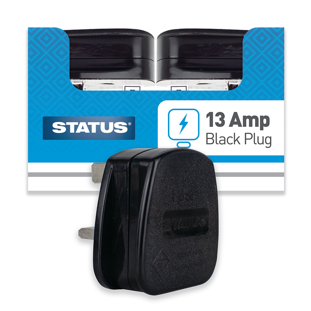 Black 13 Amp Fused Plug Replacement Plug