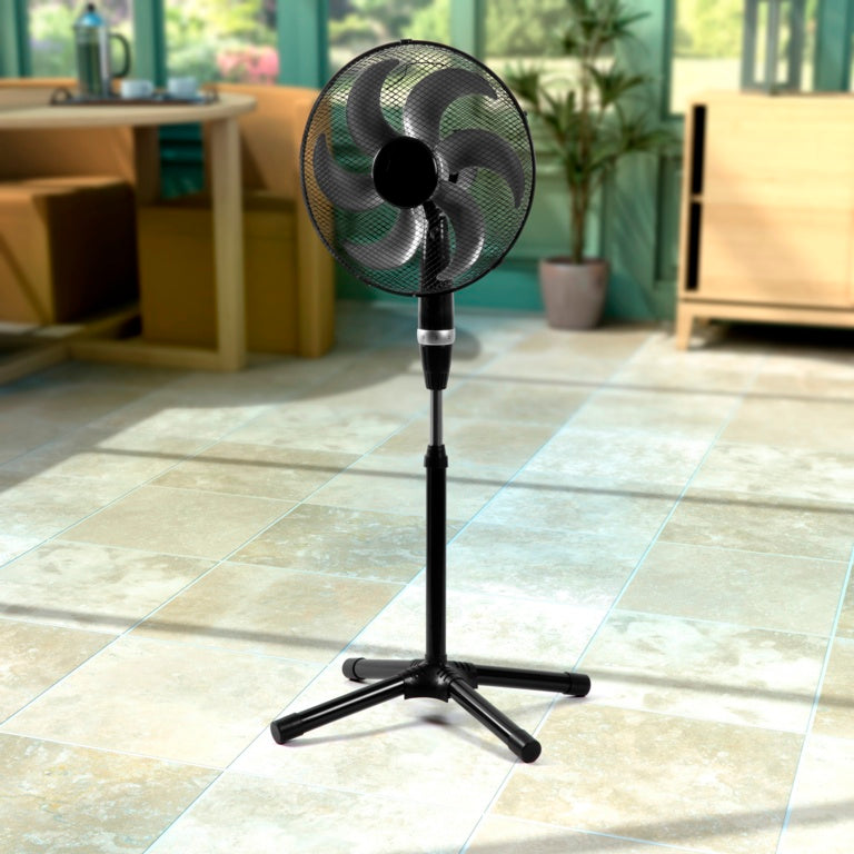 Status - Black Oscillating Floor Fan - 16 inch